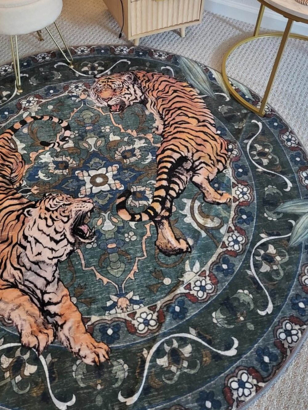 Tiger Round Area Rug - Picture 2 of 11